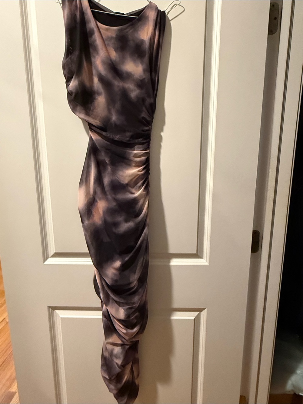 Zara Sleeveless Draped Maxi Dress in Smoke and Blush
